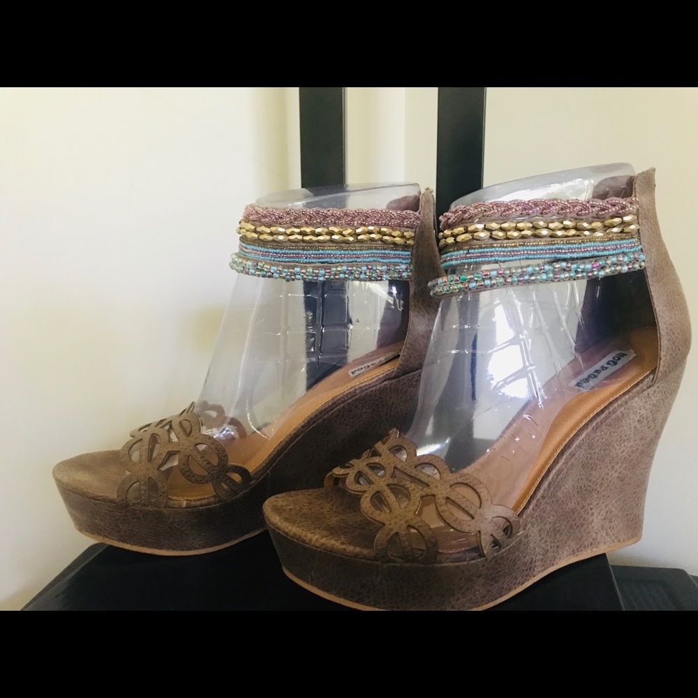 Not Rated Taupe Wedge Size 10